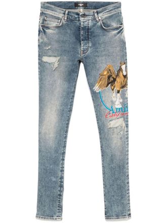 Amiri pegasus-print jeans - men - Elastomultiester/Cotton/Cotton/Elastane/Polyester/Polyester - 40 - Blue