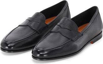 Santoni Loafer - Heren - Loafers - Zwart - 40 1/2 EU - Leer - Schoenen