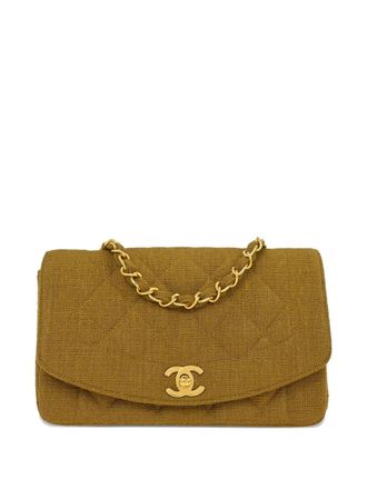 Chanel 1992 quilted chain shoulder bag - women - Linen/Flax - One Size - Brown