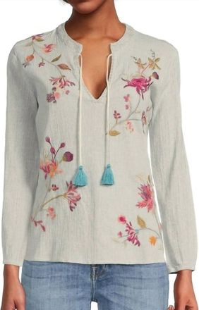 Johnny Was Viviana Effortless Scarf Blouse In Mint