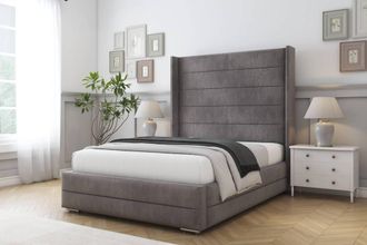 Comfort Beds Milano Naples Bed Frame With Mattress-50 Upholstered Wingback in Grey | Size: Single