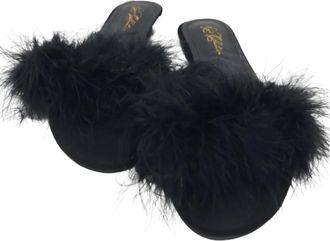 Rya Collection Womens Feather Slippers In Black