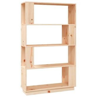 Berkfield Home Book Cabinet/Room Divider 80x25x132 cm Solid Wood Pine in Light Tan | Size: 80 x 25 x 132 cm