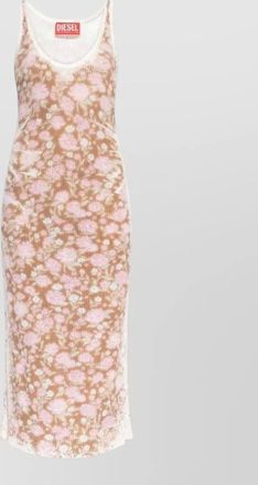 Diesel linen ribbed sleeveless v-neck midi dress