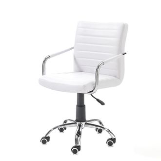 Oresteluchetta Silla oficina blanca piel sint&eacute;tica, metal cromado 82-92x52x56