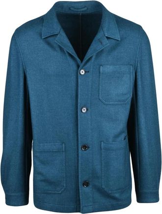 L.B.M. 1911 Giacca a camicia - Heren - Zomerjassen - Blauw - M - Wol - Jassen