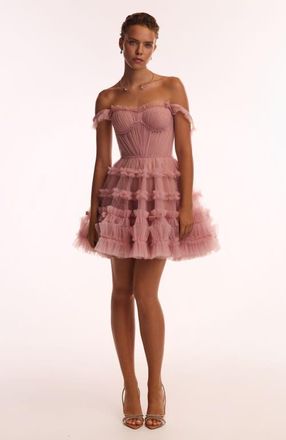 Milla Fitted Tulle Mini Dress With Ruffles for Special Occasions in Misty Rose at Nordstrom, Size 4