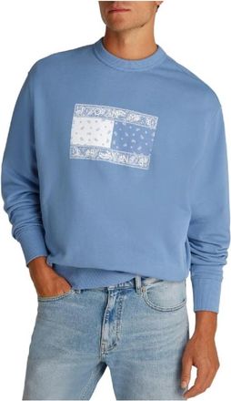 Tommy Hilfiger Paisley Flag Crew Sweatshirt - Heren - Sweatshirts - Blauw - S - Katoen - Hoodies & sweatvesten