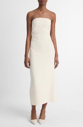 Vince Ruched Strapless Midi Dress in Off White at Nordstrom Rack, Size 10
