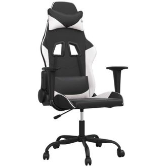 vidaXL Silla Gaming De Masaje Cuero Sint&eacute;tico Negro Y Blanco Vidaxl
