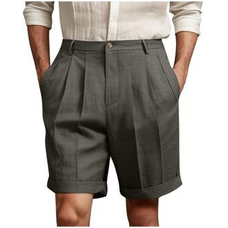 Generic Chino Shorts Men Baggy Pleated Front Golf Work Casual Shorts Lightweight Beach Vacation Outfits with Pockets (Grey,XXL)