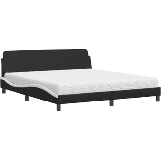vidaXL Vidaxl - Cama Con Colch&oacute;n Cuero Sint&eacute;tico Negro Y Blanco 180x200 Cm