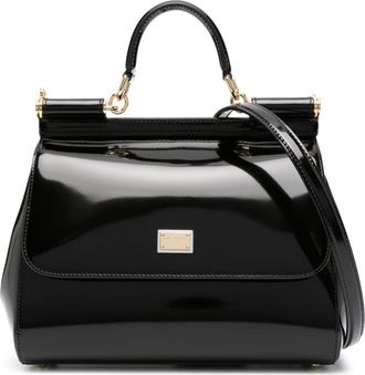 Dolce & Gabbana medium Sicily tote bag - women - Patent Calf Leather - One Size - Black