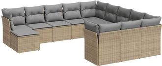 vidaXL Set De Sof&aacute;s De Jard&iacute;n 12 Pzas Y Cojines Rat&aacute;n Sint&eacute;tico Marr&oacute;n Vidaxl