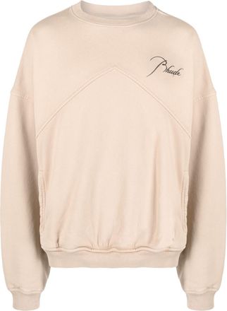 Rhude logo-print slouchy sweatshirt - men - Cotton - S - Brown