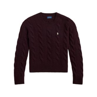 Ralph Lauren Truien & Vesten, Dames, Paars, S, Wol, Logo-Geborduurd Kabelsteek Trui