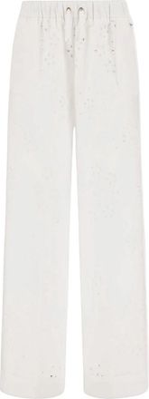 Herno Broderie Pants - Dames - Wijde Broeken - Wit - XS - Katoen - Broeken