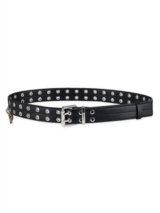Ganni Double Eyelet Safety Pin Belt In Black
