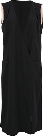 Giorgio Armani V-Neck Midi Dress in Black Wool