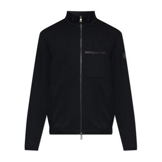 Moncler Zip-throughs, male, Black, Size: 3XL Sweatshirt with Logo Patch
