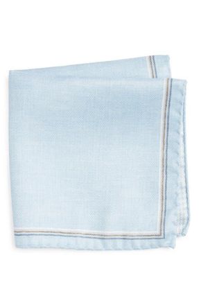 Jack Victor Crestwool Solid & Houndstooth Check Reversible Silk Pocket Square in Light Blue at Nordstrom