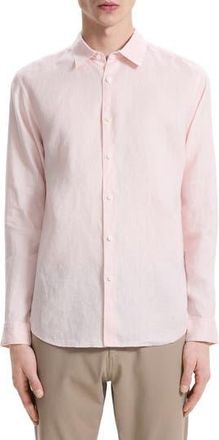 Theory Irving Solid Linen Button-Up Shirt in Pale Pink at Nordstrom Rack, Size Xx-Large