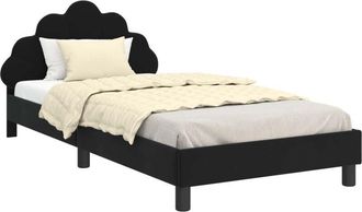 vidaXL Cama Para Ni&ntilde;os Con Cabecero Negro 80 X 200 Cm Terciopelo Vidaxl