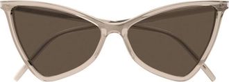 Saint Laurent Geometric Cat-Eye Sunglasses - Beige