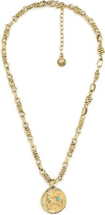 Goossens Talisman Pisces medal necklace - unisex - 24kt Gold Plate/Natural Rock Crystal/Resin/Brass - One Size