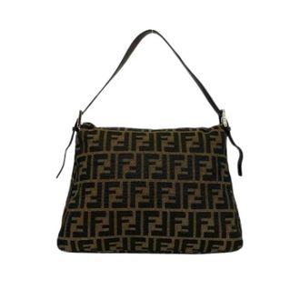 Fendi Pre-owned Mamma Baguette Canvas Leather Shoulder Bag - Dames - Pre-owned - Bruin - Maat: ONE Size Leer