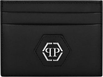 Philipp Plein Creditcardhouder Hexagon - Heren - Portefeuilles - Zwart - ONE Size - Leer - Accessoires