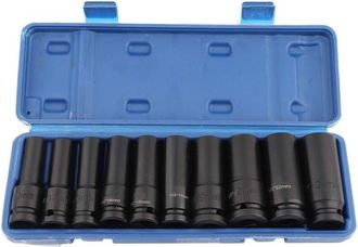 OEM Juego De 10 Piezas De Llaves De Vaso De Impacto Profundas De Doble Hex&aacute;gono De 6 Puntas Y 1/2 Pulgada En Acero Al Molibdeno Cromado De Alta Resistenci