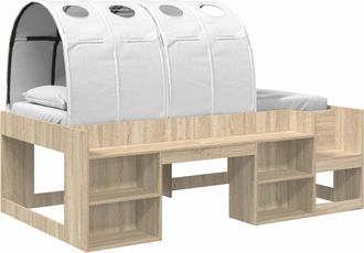 vidaXL Cama Con T&uacute;nel Con Estante 3 Uds. Roble Sonoma Y Blanco Vidaxl
