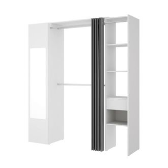 Dmora Armario grande efecto madera blanco, antracita 213x52h205 cm