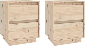 vidaXL Vidaxl - Mesitas De Noche 2 Uds Madera Maciza De Pino 40x35x50 Cm