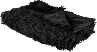 Beliani Beliani - Manta De Acr&iacute;lico Negro 150 X 200 Cm Poli&eacute;ster Pelo Largo Dormitorio Delice