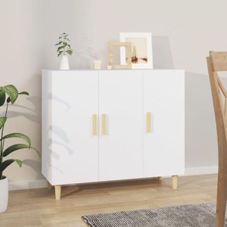 vidaXL Credenza Bianca 90x34x80 cm in Legno Multistrato - Vidaxl