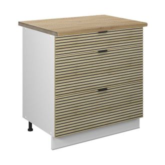 Vicco Mueble Bajo De Cocina Fame-line, Panel De Roble, 80 Cm Con 3 Cajones, Et Roble