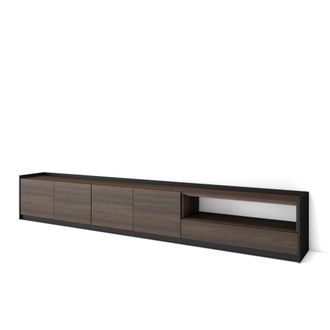 Skraut Home Skraut Home - Mueble Tv, Televisi&oacute;n, 310x37x50cm, Para Tv Hasta 80, Roble Oscuro Y Negro