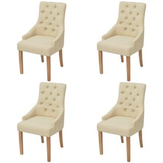vidaXL Vidaxl - Sillas De Comedor 4 Unidades Tela Color Crema
