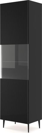 AKL FURNITURE Vitrina efecto madera Negro LED