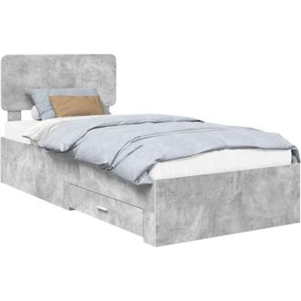 vidaXL Bed Frame with Drawer Concrete Grey 90 x 190 cm Engineered Wood vidaXL