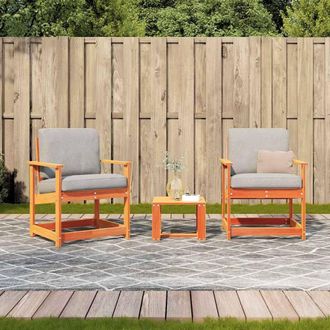 Berkfield Home Beautiful 3 Piece Garden Lounge Set Wax Brown Solid Wood Pine