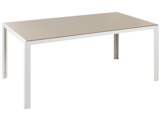 Beliani Mesa de comedor 6 personas de vidrio beige