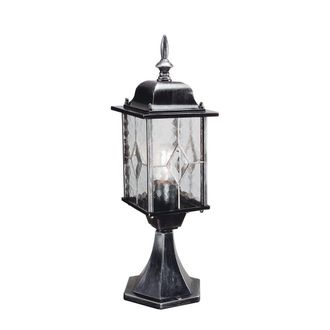 Netlighting Wexford 1 Light Outdoor Pedestal Lantern Black Silver IP43 E27