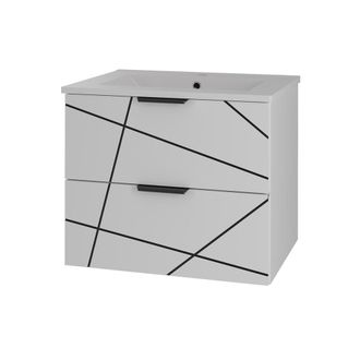 Petits Meubles Mueble lavabo individual encastrado paneles de melamina y mdf blanco