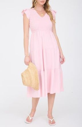 Blu Pepper Smocked Maxi Dress in Light Pink at Nordstrom Rack, Size Medium