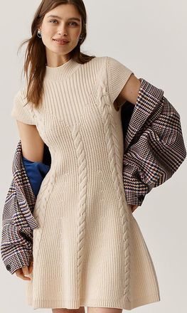 Paige Freya Mock-Neck Short-Sleeve Sweater Dress