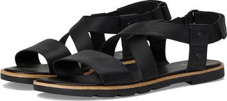 Sorel Ellatm III Crisscross Sandals Womens Sandals Black/Black : 5.5 B - Medium, Leather