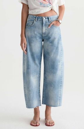 AG - Adriano Goldschmied Hattie Raw Hem High Waist Crop Barrel Leg Jeans in Playa at Nordstrom, Size 24
